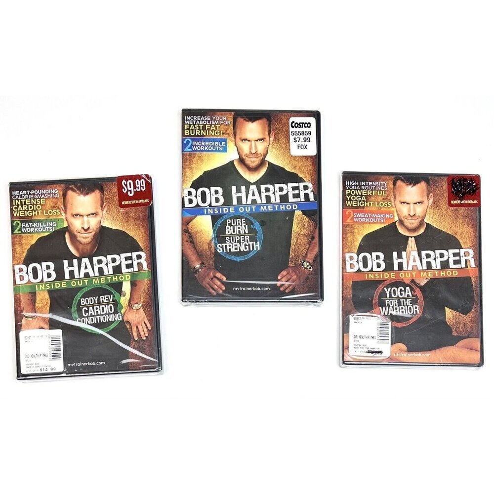 Lot 3 Bob Harper Inside Out Method DVDs Pure Burn Yoga Body Rev Cardio NEW NIP